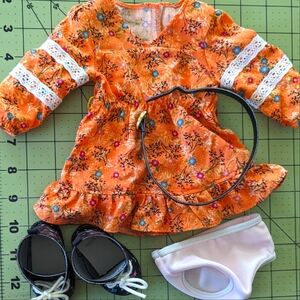 American Girl Evette Dress and Boots Undies Belt Doll Outfit